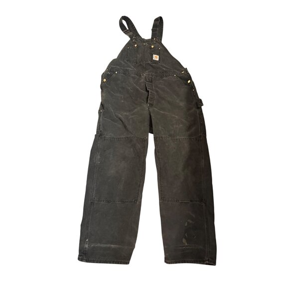 VTG 80s Carhartt Duck Bib Overalls  Durable Cotton Canvas thrashed grunge Read - Picture 2 of 16